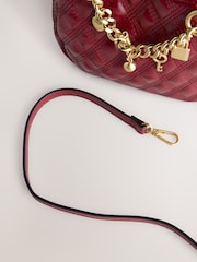 Berry Red Quilted Charm Hand Held Bag - Image 10 of 10