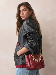 Berry Red Quilted Charm Hand Held Bag - Image 2 of 10