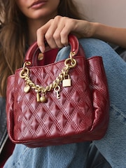 Berry Red Quilted Charm Hand Held Bag - Image 3 of 10
