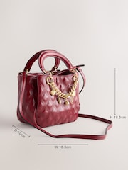 Berry Red Quilted Charm Hand Held Bag - Image 4 of 10
