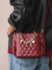 Berry Red Quilted Charm Hand Held Bag - Image 5 of 10