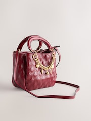 Berry Red Quilted Charm Hand Held Bag - Image 6 of 10