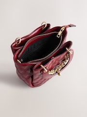 Berry Red Quilted Charm Hand Held Bag - Image 8 of 10