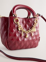 Berry Red Quilted Charm Hand Held Bag - Image 9 of 10