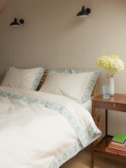 Lulu & Nat Cream 100% Cotton Vintage Leaf Bordered Bedlinen Set - Image 1 of 5