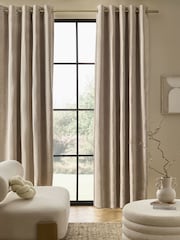 Natural Eyelet Heavyweight Chenille Wave Curtains - Image 1 of 5