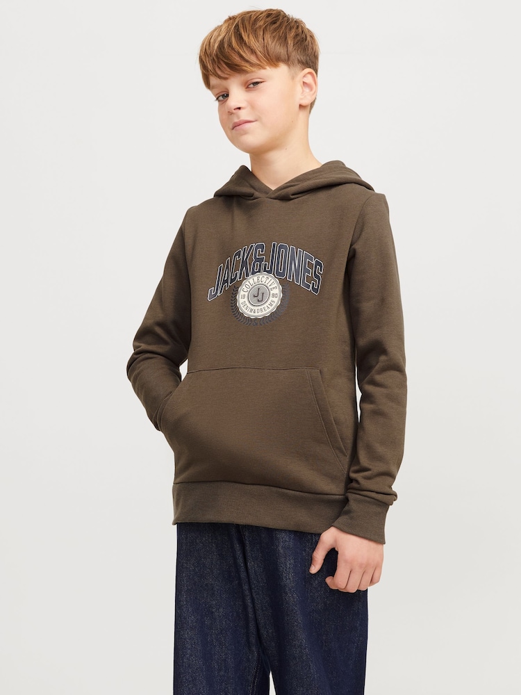 JACK & JONES JUNIOR Logo Brown Hoodie - Image 2 of 7