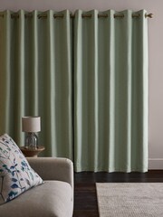 Duck Egg Blue Spot Jacquard Eyelet Lined Curtains - Image 2 of 5