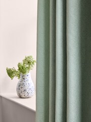 Duck Egg Blue Spot Jacquard Eyelet Lined Curtains - Image 3 of 5