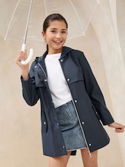 Lipsy Navy Blue Shower Resistant Lightweight Rubberised Rain Coat (4-16yrs) - Image 1 of 5