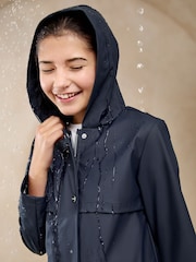 Lipsy Navy Blue Shower Resistant Lightweight Rubberised Rain Coat (4-16yrs) - Image 2 of 5