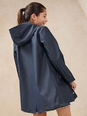 Lipsy Navy Blue Shower Resistant Lightweight Rubberised Rain Coat (4-16yrs) - Image 5 of 5