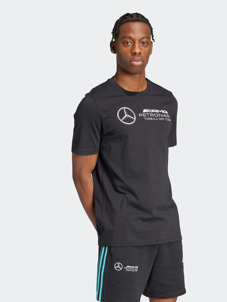 adidas Black/White Mercedes AMG Petronas Formula One Team DNA Graphic T-Shirt - Image 4 of 7