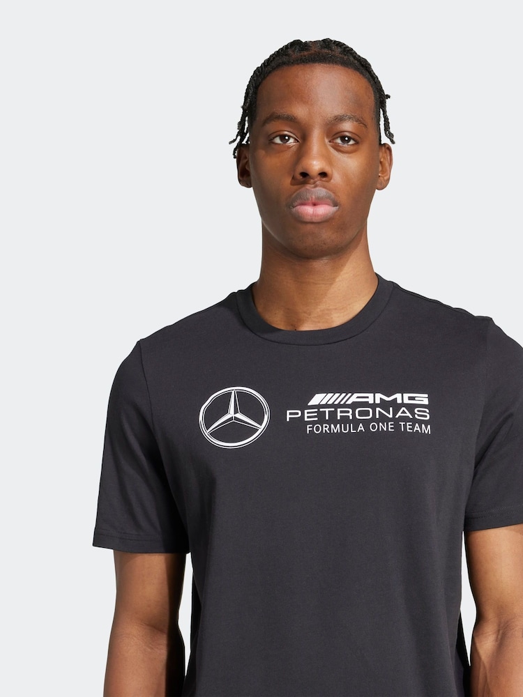 adidas Black/White Mercedes AMG Petronas Formula One Team DNA Graphic T-Shirt - Image 5 of 7