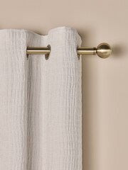White Crinkle Chenille Eyelet Lined Curtains - Image 4 of 5