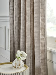 Mink Natural Collection Luxe Abstract Stripe Jacquard Eyelet Lined Curtains - Image 3 of 5