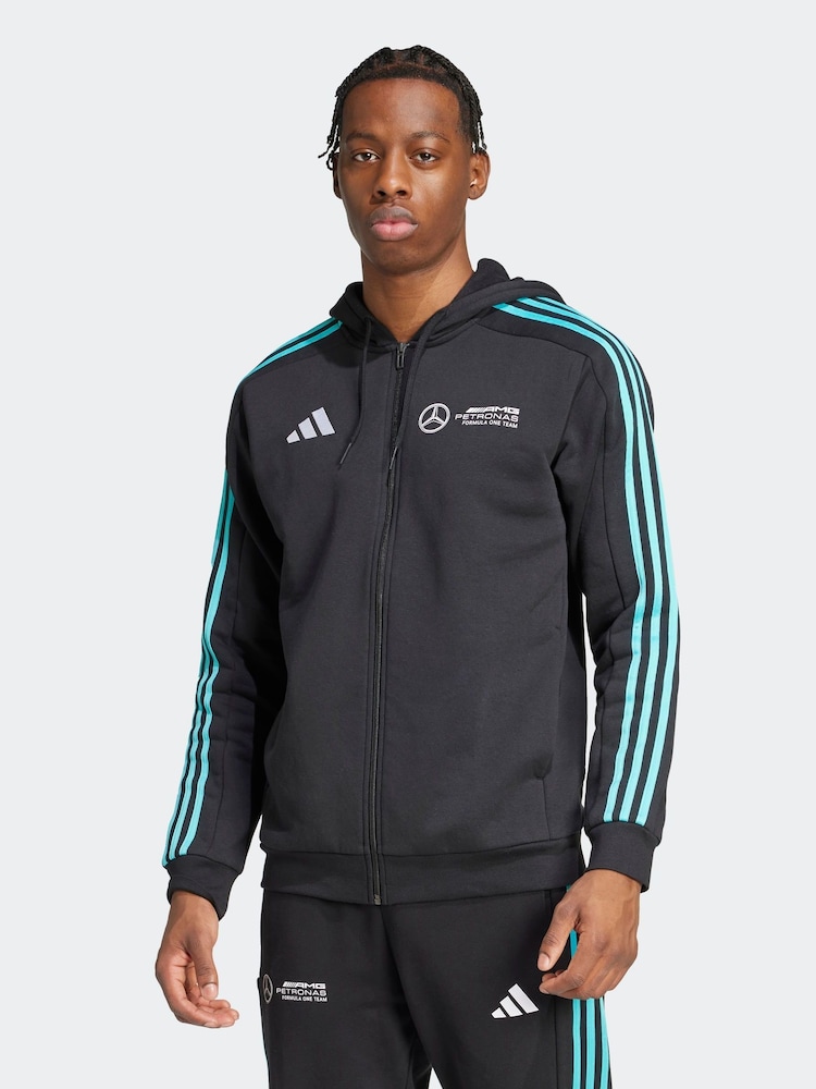 adidas Black/White Mercedes AMG Petronas Formula One Team DNA FullZip Hoodie - Image 1 of 7