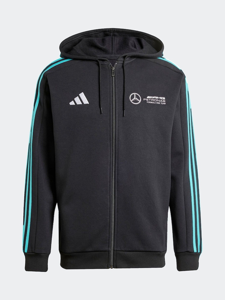 adidas Black/White Mercedes AMG Petronas Formula One Team DNA FullZip Hoodie - Image 7 of 7