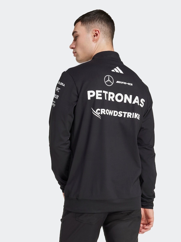 adidas Black/White Mercedes AMG Petronas Formula One Team 1/4 Zip Sweatshirt - Image 2 of 7