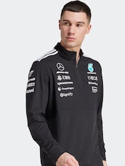 adidas Black/White Mercedes AMG Petronas Formula One Team 1/4 Zip Sweatshirt - Image 3 of 7