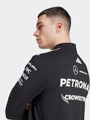 adidas Black/White Mercedes AMG Petronas Formula One Team 1/4 Zip Sweatshirt - Image 4 of 7