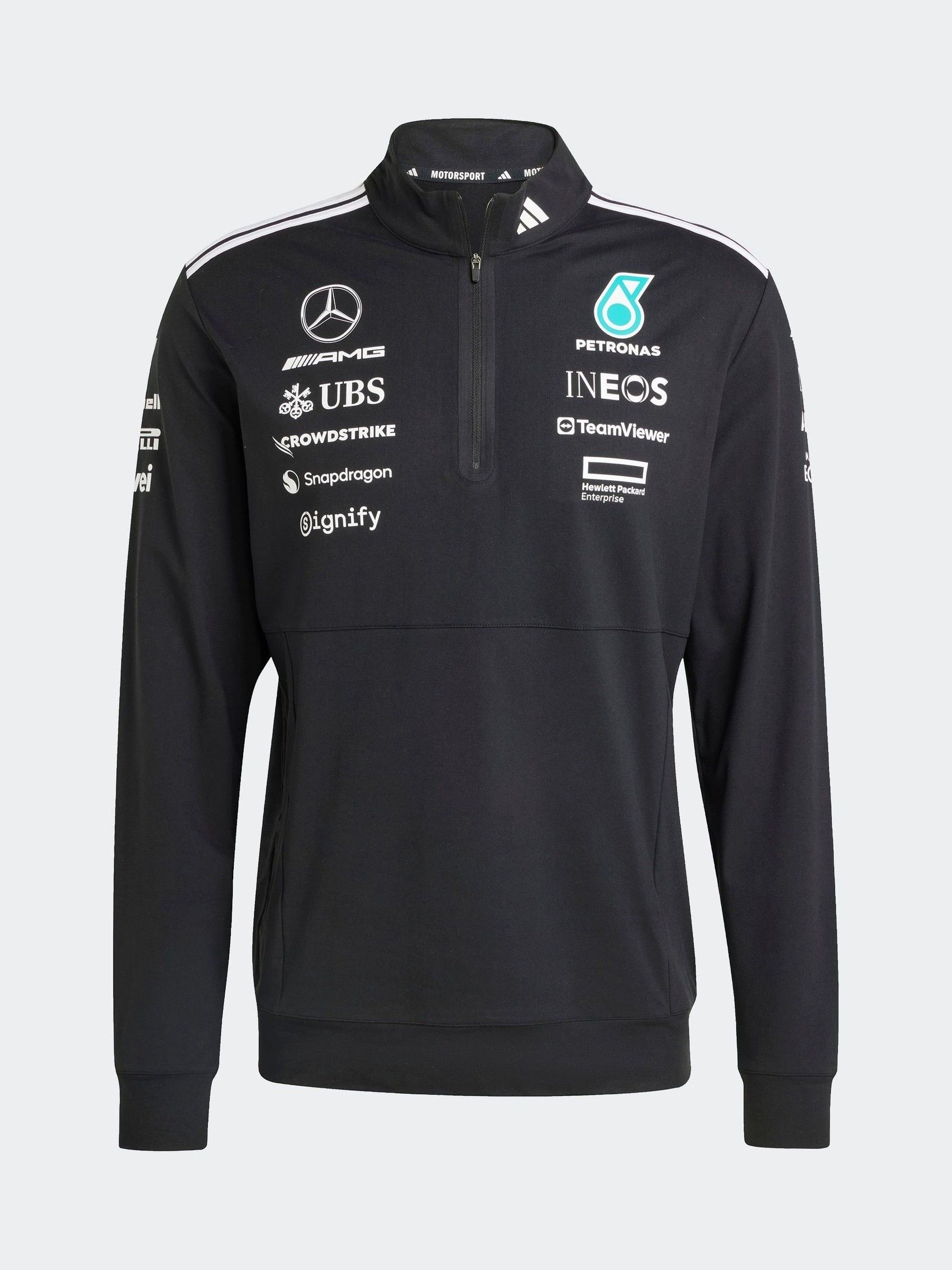 【adidas】MERCEDES - AMG PETRONAS FORMULA ONE TEAM 1/4 ZIP Buy adidas Black/White Mercedes AMG Petronas Formula One