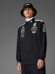 adidas Black/White Mercedes AMG Petronas Formula One Team Quarter  Zip Sweatshirt - Image 8 of 16