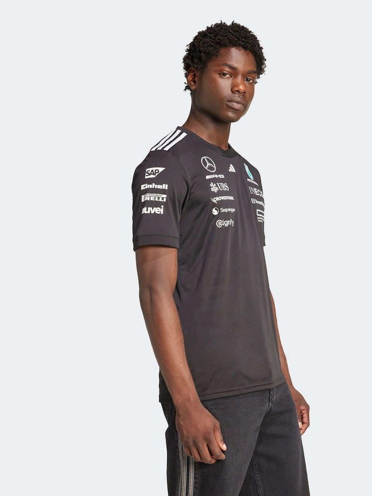 adidas Black/White Mercedes AMG Petronas Formula One Team Black Driver Jersey - Image 4 of 7