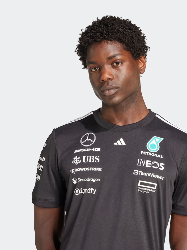 adidas Black/White Mercedes AMG Petronas Formula One Team Black Driver Jersey - Image 5 of 7