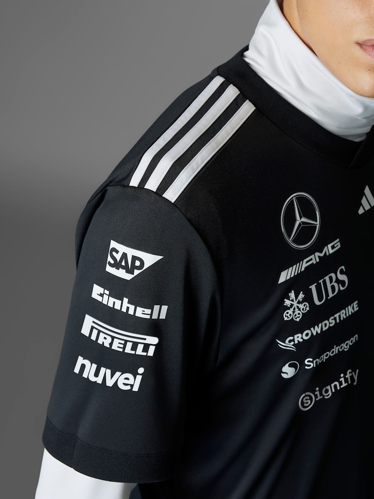 adidas Black/White Mercedes AMG Petronas Formula One Team Black Driver Jersey - Image 7 of 7 adidas Black/White Mercedes AMG Petronas Formula One Team Black Driver Jersey - Image 7 of 7