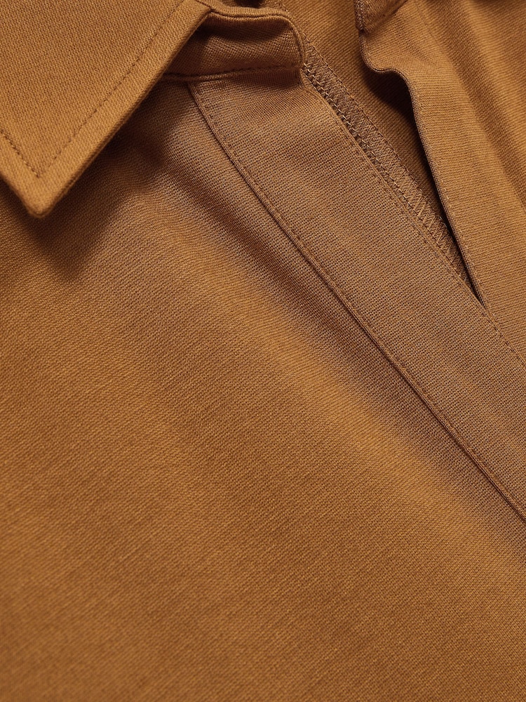 Reiss Mustard Astrid Jersey Open-Collar Bodycon Dress - Image 5 of 5