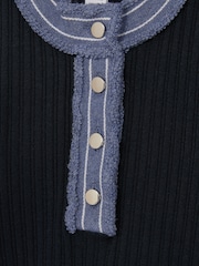 Reiss Navy Ruby 13-14 yrs Contrast-Trim Rib-Knit Dress - Image 4 of 4
