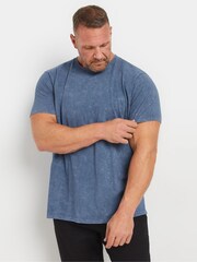 BadRhino Big & Tall Blue 100% Cotton Acid Wash T-Shirts 2 Pack - Image 2 of 6