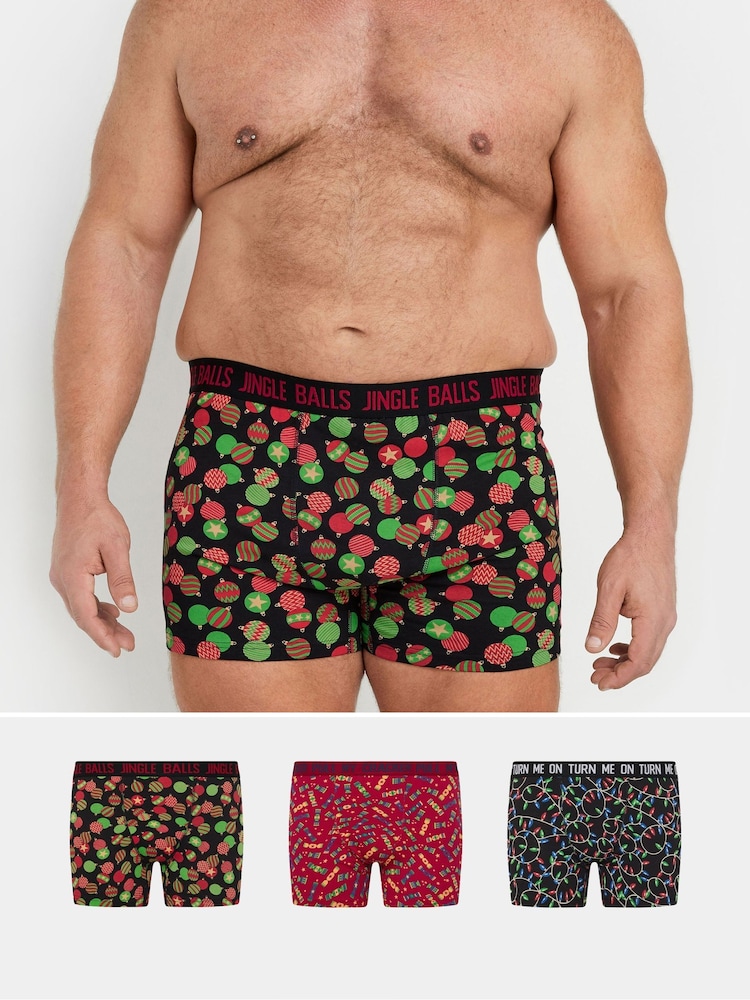 BadRhino Big & Tall Black Christmas Boxers 3 Pack - Image 1 of 8
