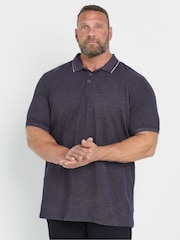 Lila - BadRhino Big & Tall 100% Cotton Textured Tipped Polo Shirt - Bild 1 von 5