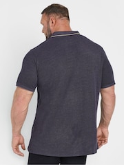 Lila - BadRhino Big & Tall 100% Cotton Textured Tipped Polo Shirt - Bild 2 von 5