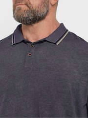 Lila - BadRhino Big & Tall 100% Cotton Textured Tipped Polo Shirt - Bild 3 von 5