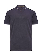 Lila - BadRhino Big & Tall 100% Cotton Textured Tipped Polo Shirt - Bild 4 von 5