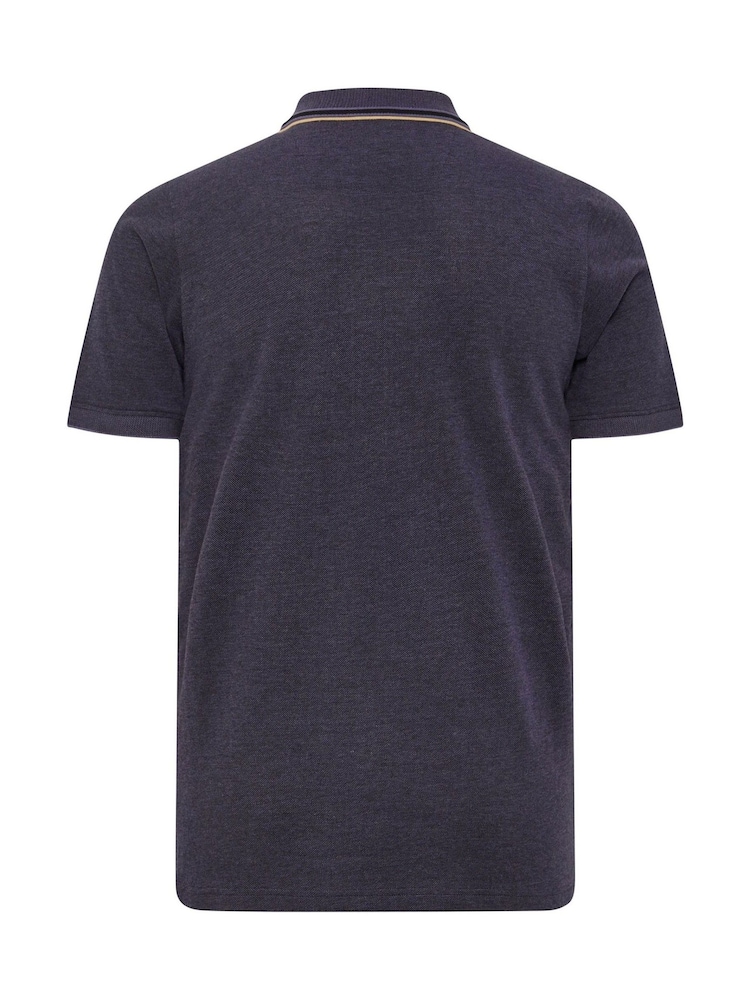 Lila - BadRhino Big & Tall 100% Cotton Textured Tipped Polo Shirt - Bild 5 von 5