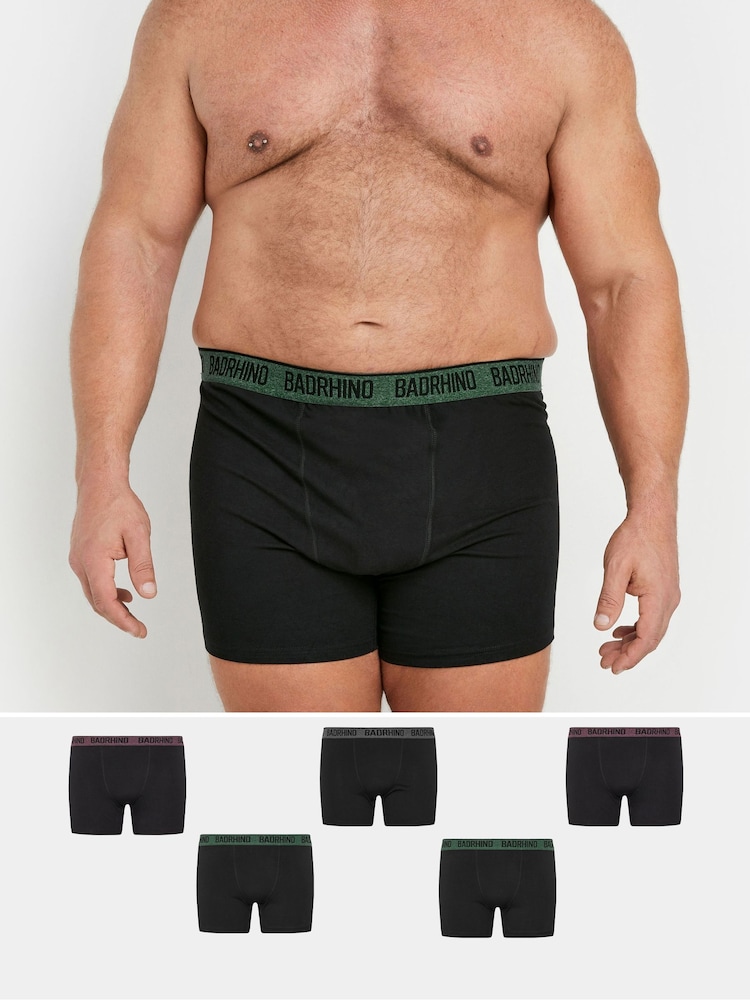 BadRhino Big & Tall Black Boxers 5 Pack - Image 1 of 8 BadRhino Big & Tall Black Boxers 5 Pack - Image 1 of 8