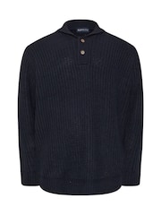 BadRhino Big & Tall Blue Knitted Shawl Cardigan - Image 2 of 3