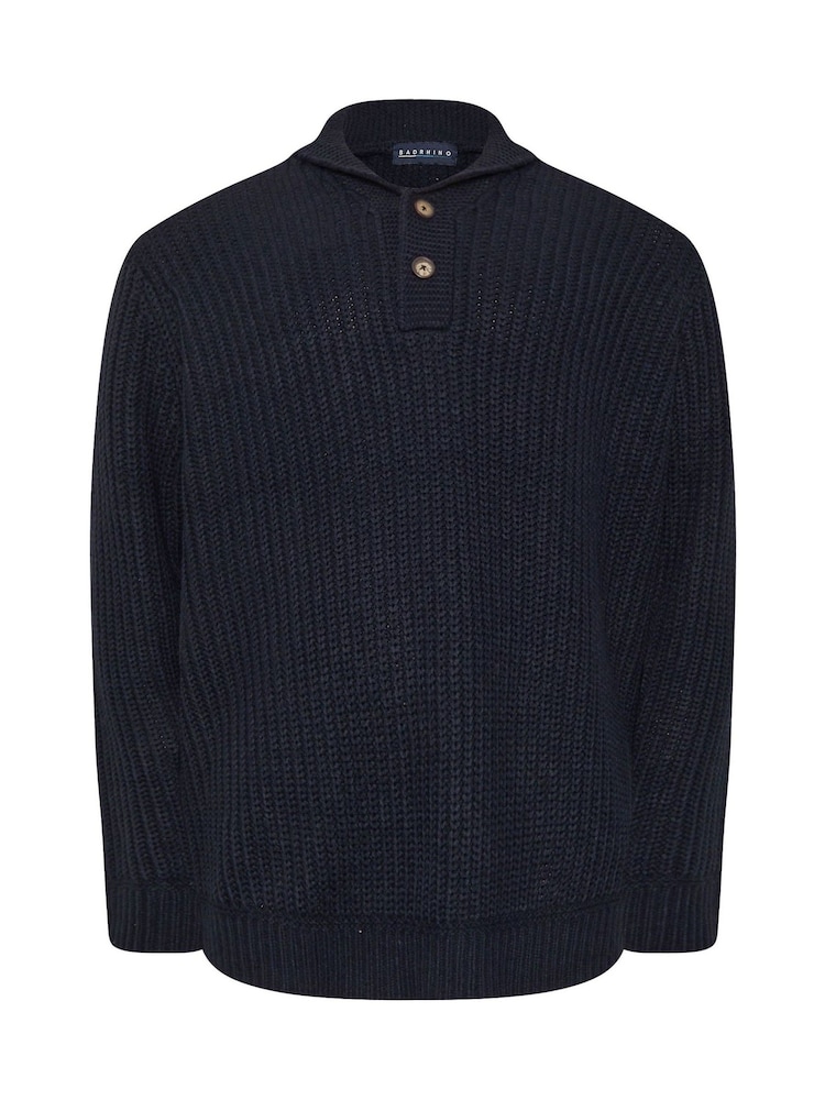 BadRhino Big & Tall Blue Knitted Shawl Cardigan - Image 2 of 3