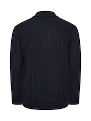 BadRhino Big & Tall Blue Knitted Shawl Cardigan - Image 3 of 3