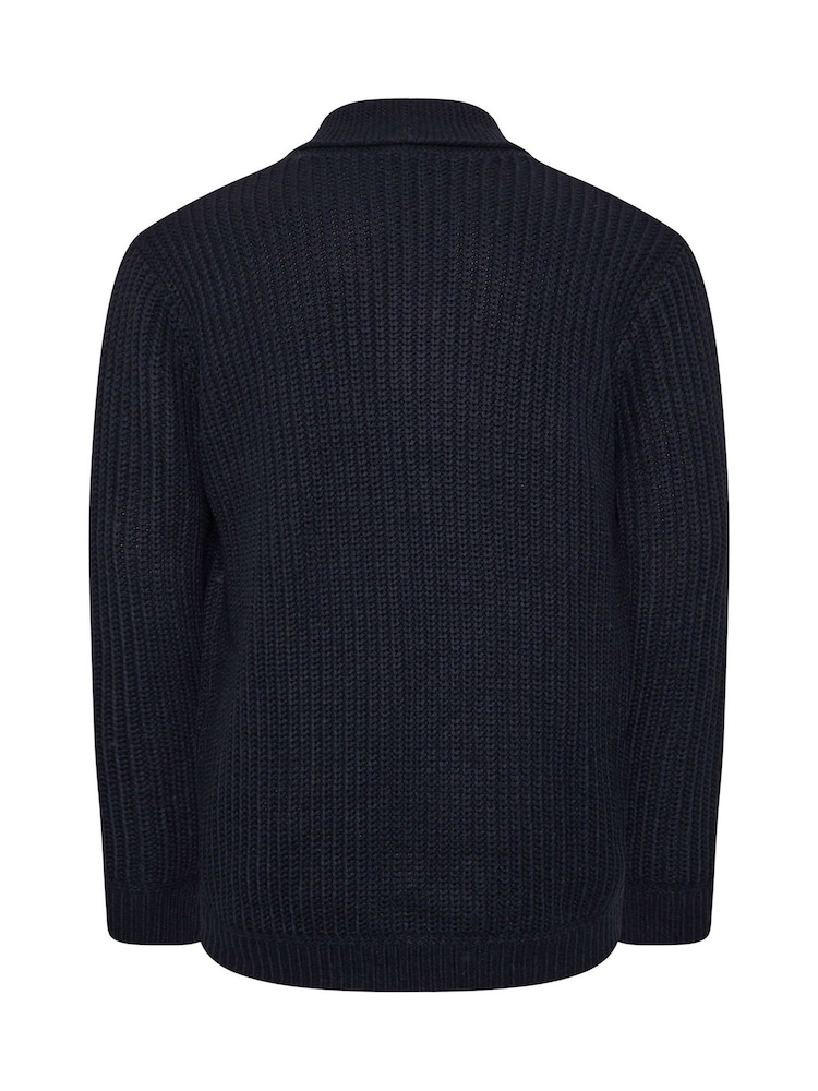 BadRhino Big & Tall Blue Knitted Shawl Cardigan - Image 3 of 3