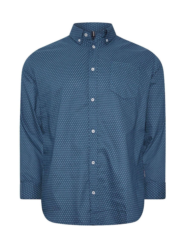 BadRhino Big & Tall Blue Geometric Party 100% Cotton Shirt - Image 2 of 3