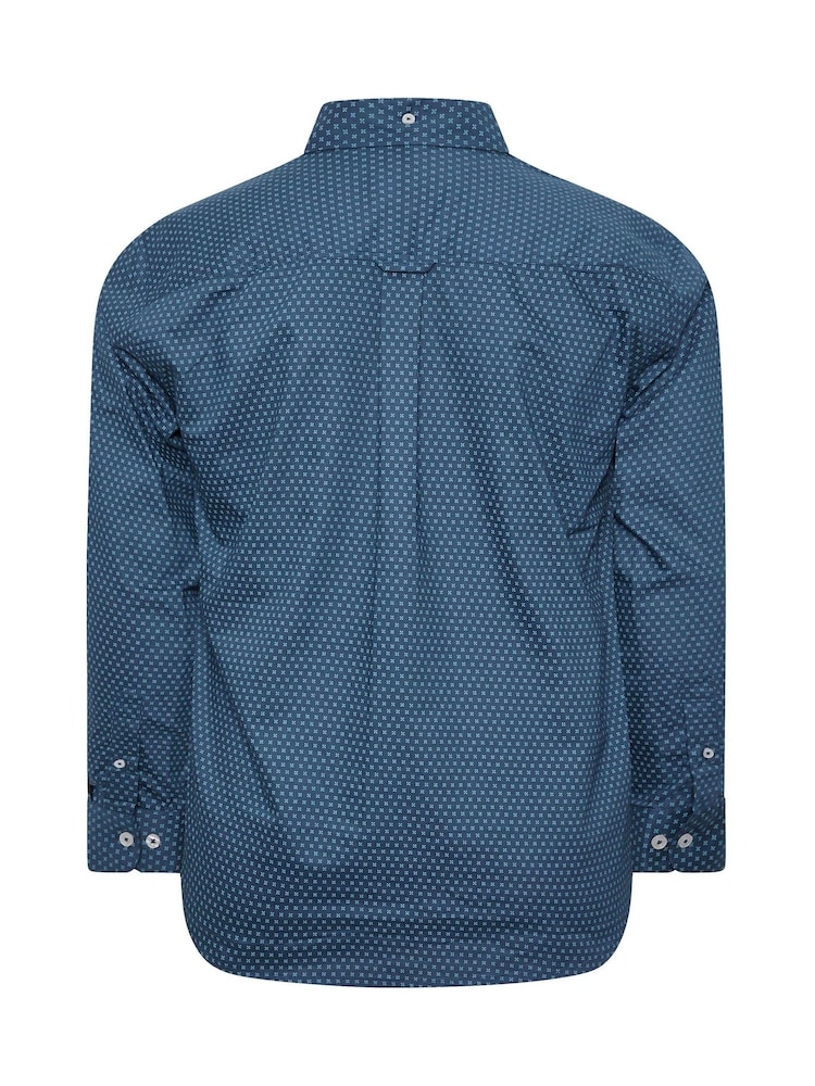 BadRhino Big & Tall Blue Geometric Party 100% Cotton Shirt - Image 3 of 3