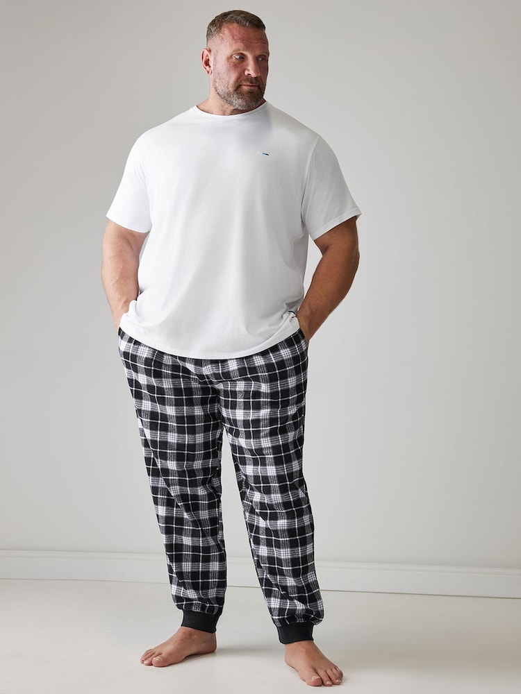 BadRhino Big & Tall Grey 100% Cotton Checked Cuffed Pyjama Bottoms - Image 1 of 6