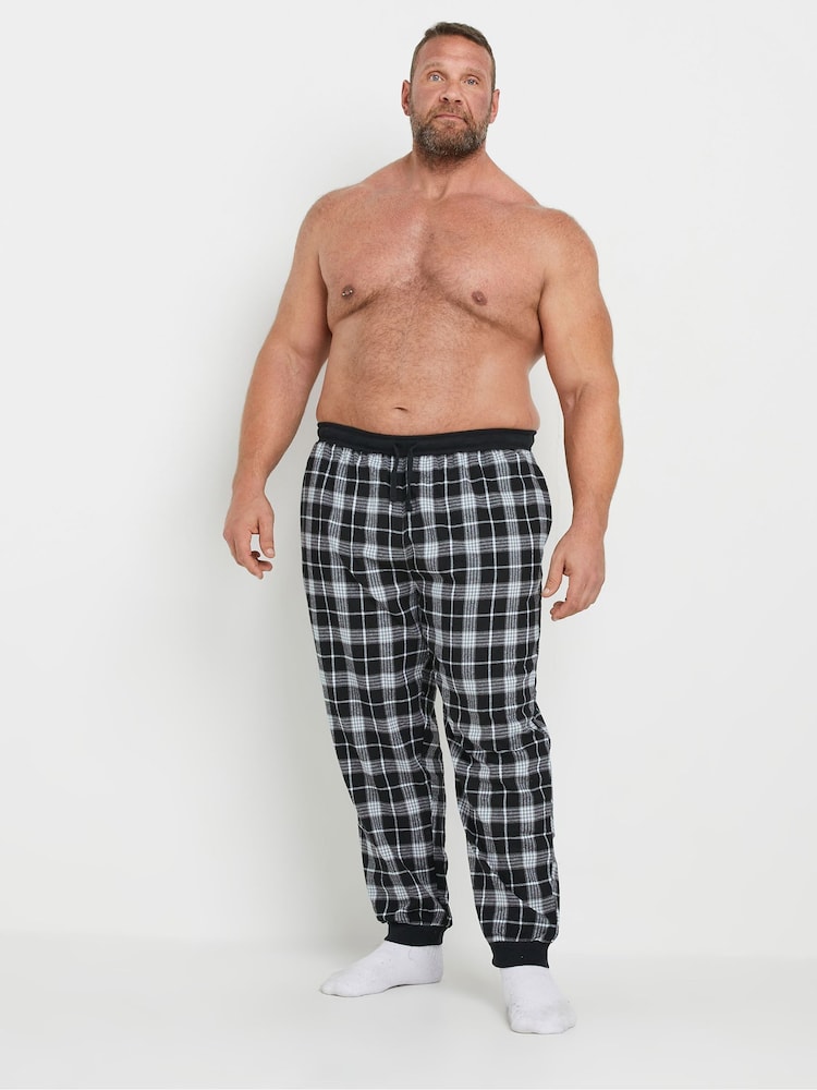 BadRhino Big & Tall Grey 100% Cotton Checked Cuffed Pyjama Bottoms - Image 4 of 6