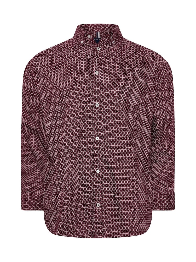 BadRhino Big & Tall Red Geometric Party 100% Cotton Shirt - Image 2 of 3