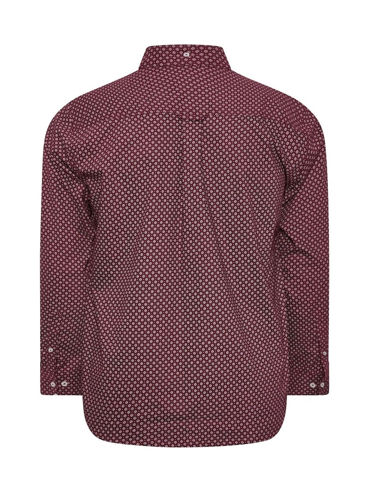 BadRhino Big & Tall Red Geometric Party 100% Cotton Shirt - Image 3 of 3